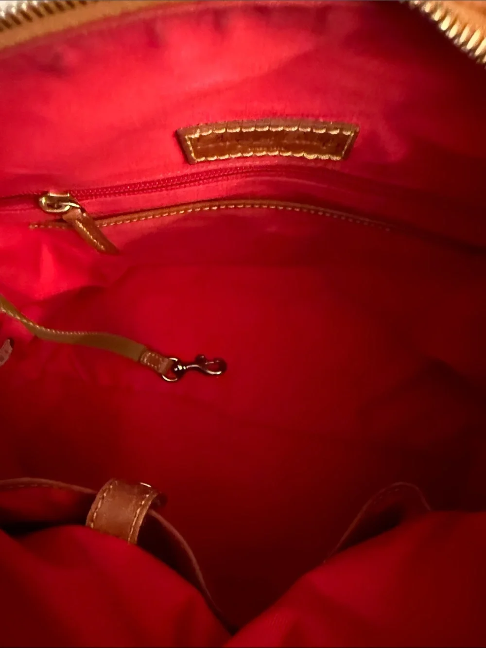 Dooney & Bourke Two-Tone Orange Pebbled Leather Satchel